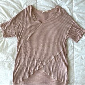 Le Lis Ribbed Rose Pink Top Size Medium